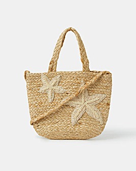 Embroidered Starfish Jute Tote Bag