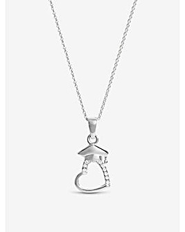 Simply Silver Sterling Silver 925 Cubic Zirconia Heart Graduation Pendant
