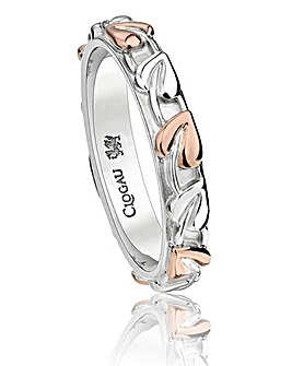 Clogau Sterling Silver and 9 Carat Rose Gold Tree of Life Narrow Band Ring