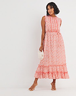 Georgette Dress With Lace Trim