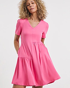 Asymetric Cut Soft Touch Jersey Swing Dress