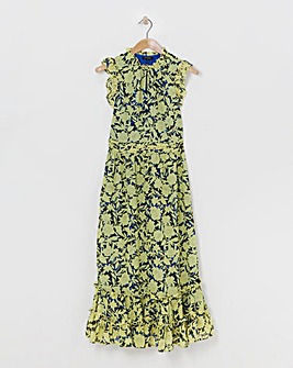 Sleeveless V-Neck Maxi Dress With Frills