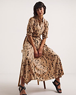 Tie Waist Midi Shirt Dress