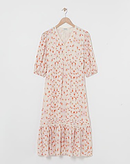 Crinkle Tea Dress With Crochet Trim