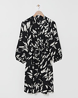 Viscose Twill Drawstring Waist Shirt Dress