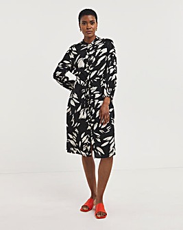 Viscose Twill Drawstring Waist Shirt Dress