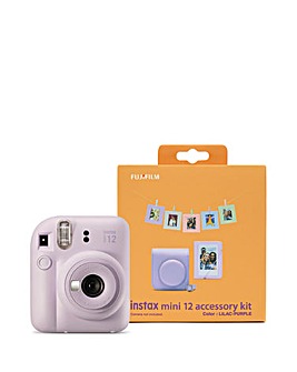 Fujifilm Instax Mini 12 Instant Camera with Case, Album, Cards & Pegs - Purple