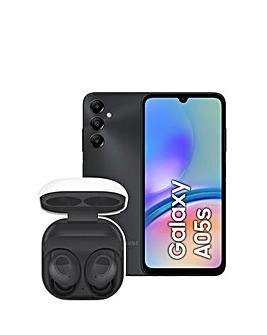 Samsung A05S 4G 64GB Black and Samsung Buds FE Graphite Bundle