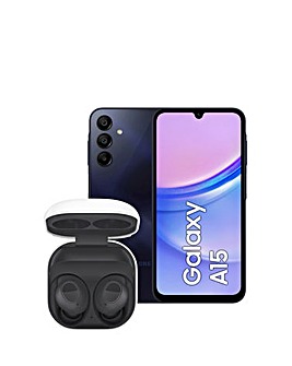 Samsung A15 4G 128GB Black and Samsung Buds FE Graphite Bundle