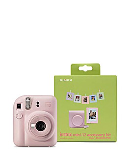 Fujifilm Instax Mini 12 Instant Camera with Case, Album, Cards & Pegs - Pink