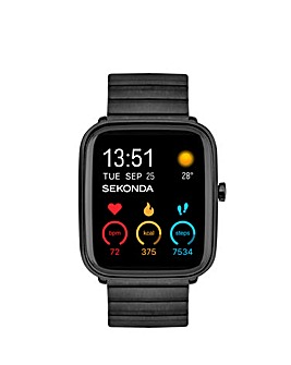 Sekonda Motion Plus Smart Watch - Black Alloy Case & Stainless Steel Bracelet