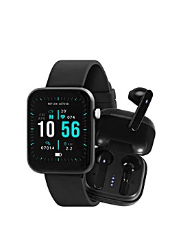 Reflex Active Series 13 Black Smart Watch and True Wireless Sound Earbud Set