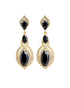 Jon Richard Gold Plated Cubic Zirconia And Black Marquisse Statement Earrings