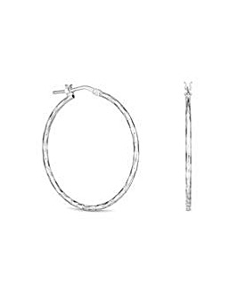Simply Silver Sterling Silver 925 Fine Diamond Cut Hoop Earrings