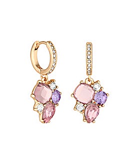 Mood Rose Gold Pink And Violet Mixed Stone Huggie Hoop Earrings
