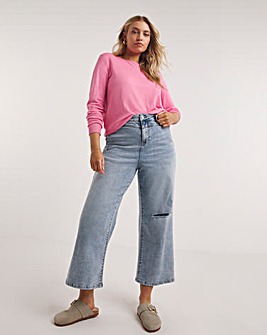 Pink Lightweight Long Sleeve Crew Neck Jumper