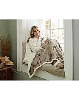 Sterling Stag Printed Fleece Heated Throw 140x180cm