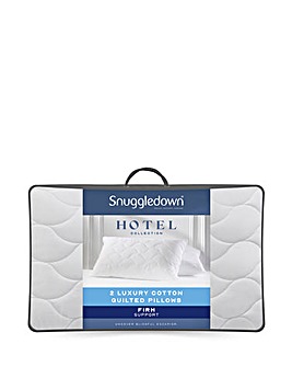 Snuggledown Luxury Cotton Quilted Firm Support Pillows - 2 Pack