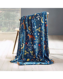 Catherine Lansfield Enchanted Twilight Fleece Throw - Navy