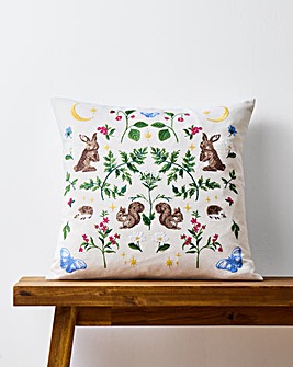Woodland Animals Embroidered Cushion