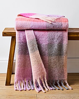Mila Check Faux Mohair Throw - Pink