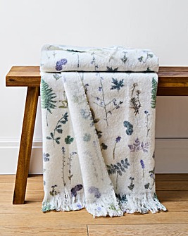 Pressed Leaf Printed Faux Mohair Throw
