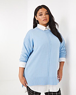 Light Blue Square Hem Tunic