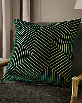 Paoletti Evoke Cut Velvet Large Cushion Cover - Emerald