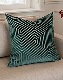 Paoletti Evoke Cut Velvet Large Cushion Cover - Teal