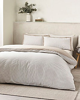 Catherine Lansfield Oxford Pinstripe Duvet Cover Set - Natural