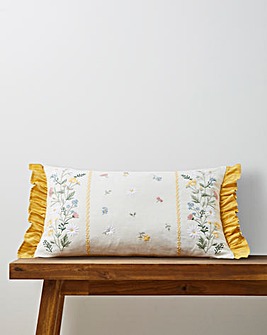 Olivia Embroidered Floral Ruffle Boudoir Cushion