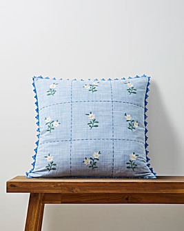 Julipa Amelia Embroidered Floral Tiles Cushion