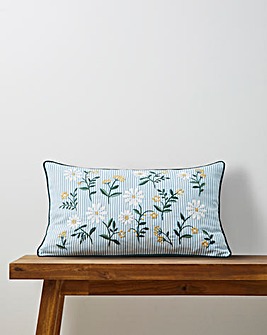 Julipa Nora Floral Embroidered Striped Boudoir Cushion