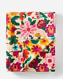 Gardenia Floral Printed Fleece Throw