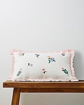 Ivy Floral Embroidered Boudoir Cushion