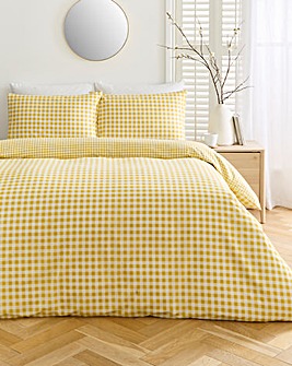 Gingham Cotton Blend Reversible Duvet Cover Set
