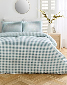 Gingham Cotton Blend Reversible Duvet Cover Set