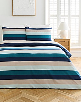 Blake Stripe Cotton Blend Reversible Duvet Cover Set