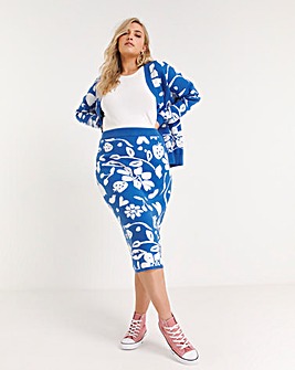 Blue Floral Loose Fit Cardigan Co-ord