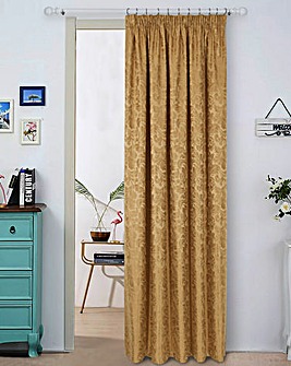 Buckingham Jacquard Light Filtering Pencil Pleat Lined Door Curtain