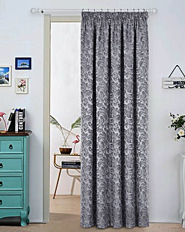 Buckingham Jacquard Light Filtering Pencil Pleat Lined Door Curtain