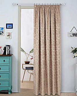 Buckingham Jacquard Light Filtering Pencil Pleat Lined Door Curtain