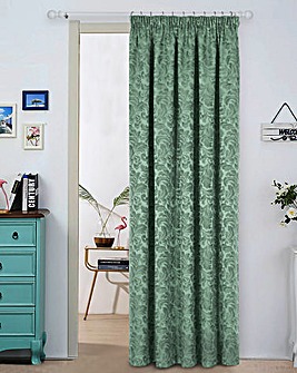 Buckingham Jacquard Light Filtering Pencil Pleat Lined Door Curtain