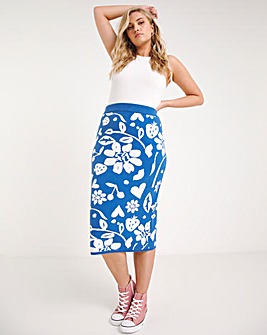 Blue Floral Midi Skirt Co-ord
