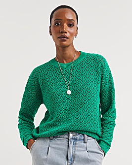 Green Crochet Scallop Hem Jumper