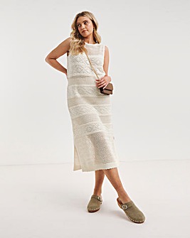 Natural Crochet Midaxi Dress
