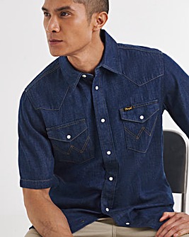 Wrangler Short Sleeve Western Shirt - Blue