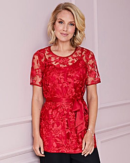 Nightingales Red Embroidered Top