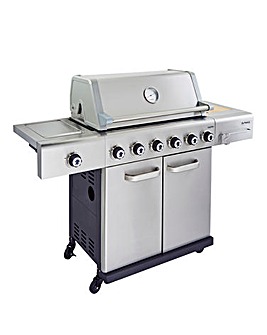 Outback Jupiter 6 Burner Stainless Steel Hybrid BBQ with Chopping Board