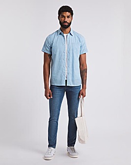 Blue Short Sleeve Gingham Shirt